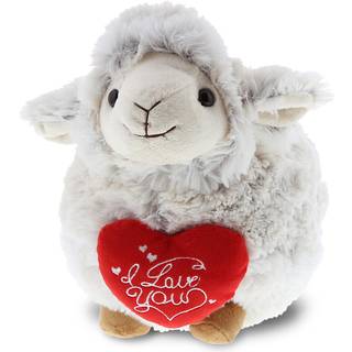 Dollibu Jeg elsker dig Valentine Plush Fluffy White Sheep - Cute Soft Cuddly Puthed Animal With Red Heart Gift til Valentines Day Birthday Presen