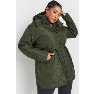 Yours Curve Yours Curve Green Lightweight Zig Zag Quilted Midi Jacket