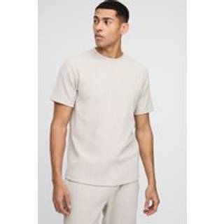 Mens Stone Slim Fit Wide Structured Rib T-Shirt