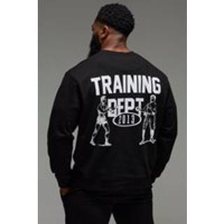 Mens Black Man Active Training Dept Oversized Sweatshirt