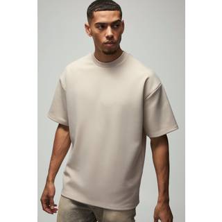 Mens Stone Oversized Extended Neck Scuba T-Shirt