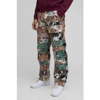 Mens Multi Relaxed Tapestry Patchwork Trousers