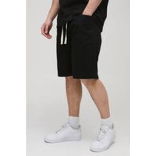 Mens Black Tall Elasticated Waist Baggy Shorts