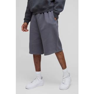 Mens Charcoal Tall Oversized Drop Crotch Basic Shorts