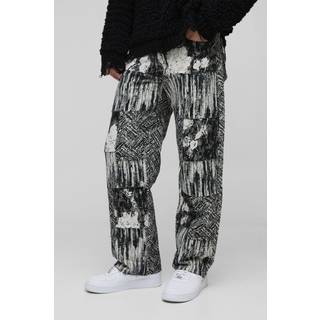 Mens Black Relaxed Tapestry Patchwork Trousers