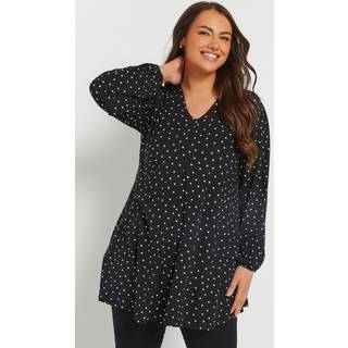Yours Curve Yours Curve Black Pleated Front Swing Top