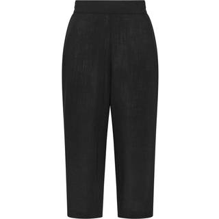 Yours Curve Yours Curve Black Linen Cropped Pull On Wide Leg Trousers