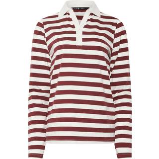 Lts Tall Burgundy Red Stripe Placket Polo Top 18 Lts | Tall Women's Long Sleeve Tops