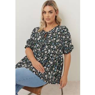 Yours Curve Bow Front Smock Ditsy Top50