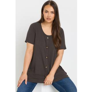 Yours Curve Yours Curve Brown Button Front Ribbed Blouses