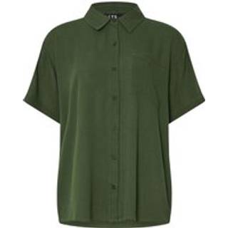 Lts Tall Khaki Green Cotton Crinkle Shirt 16 Lts | Tall Women's Shirts & Blouses
