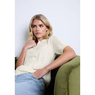 PixieGirl Petite PixieGirl Petite Natural Pointelle Knitted Polo Top