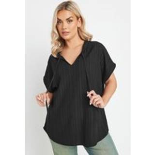Yours Curve Yours Curve Black Texture Frill Neck Top