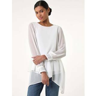 Roman Roman White Hotfix Detail Asymmetric Hem Top