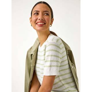 Roman Roman Green Dainty Stripe Knit Top