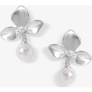Jon Richard Jon Richard Silver Satin Floral Pearl Earrings