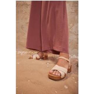 Yours Curve Yours Curve Natural Wide Fit Wooden Clog Sandals