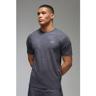 Mens Dark Grey Man Active Regular Camo Raglan Performance T-shirt