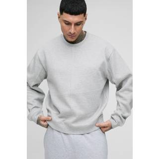 Mens Grey Marl Tall Oversized Boxy Exposed Seam jumper