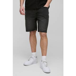 Mens Washed Black Tall Slim Rigid Denim Shorts