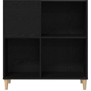 Pladeskab Med Hylde Sort Eg 84.5 X 38 X 89 Cm Konstrueret Træ