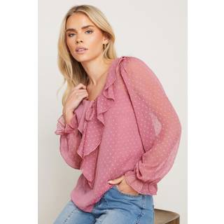 PixieGirl Petite Dobby Frill Langærmet BluseEU 40 Petite (UK 12 P)