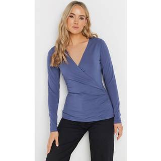 Lts Tall Blue Long Sleeve Wrap Top 8 Lts | Tall Women's Wrap Tops