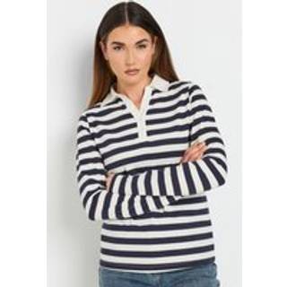 Lts Tall Navy Blue Stripe Placket Polo Top 16 Lts | Tall Women's Long Sleeve Tops