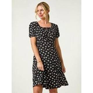 Roman Roman Black Petite Ditsy Floral Tie Detail Dress