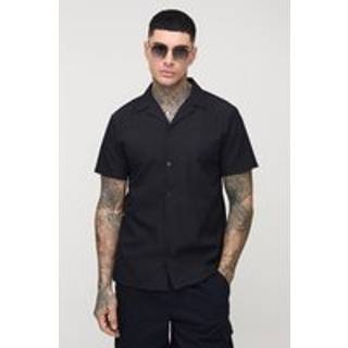 Mens Black Tall Regular Fit Geo Jacquard Shirt