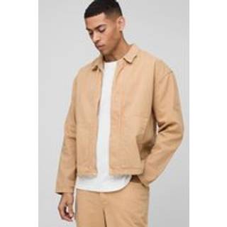 Mens Biscuit Oversized Distressed Twill Overshirt