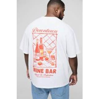 Mens White Plus Vintage Wine Back Graphic Oversized T-Shirt