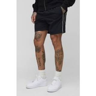 Mens Black Tall Piping Detail Nylon Shorts