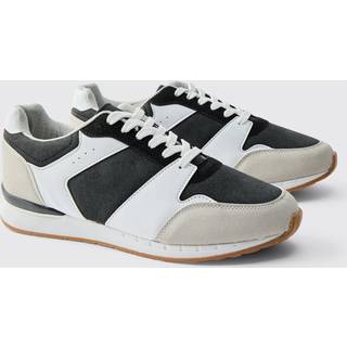 Mens Contrast Panel Chunky Sole Trainers In Light Grey