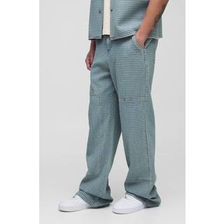 Mens Light Wash Tall Jacquard Denim Relaxed Fit Jeans