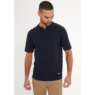 Threadbare Threadbare Navy Trophy Neck Knitted Polo Shirt