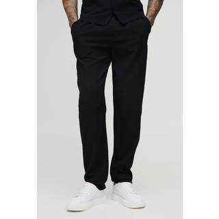 Mens Black Tall Pleated Tapered Trousers