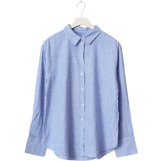 Gina Tricot-Linen blend shirt-Hørskjorter-Blå-L-Dame