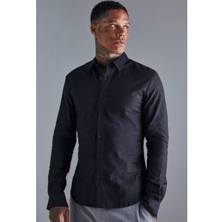 Mens Black Long Sleeve Stretch Fit Shirt