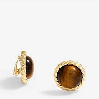 Jon Richard Jon Richard Gold Tone Tigers Eye Clip Earrings