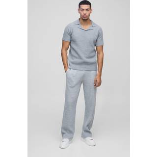 Mens Light Grey Ribbed Knitted Jogger