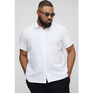 Mens White Plus Linen Oversized Short Sleeve Shirt