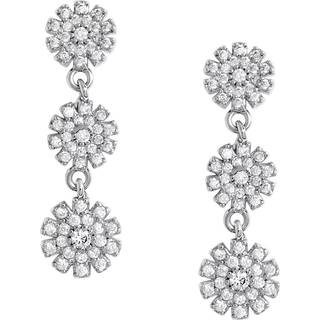Jon Richard Jon Richard Silver Tone Cubic Zirconia Mini Flower Drop Earrings