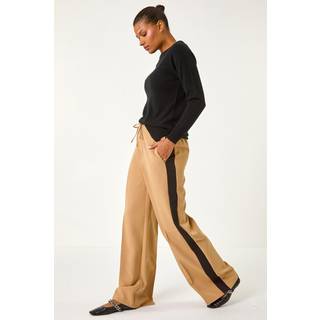 Roman Roman Brown Side Stripe Wide Leg Trousers
