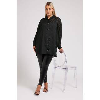 Yours Curve Yours Curve Black London Textured Long Line Shirt