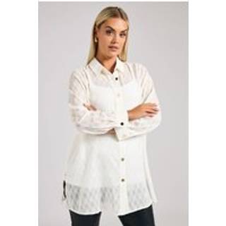 Yours Curve Yours Curve White London Textured Long Line Shirt