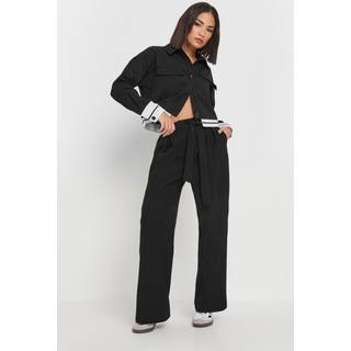 PixieGirl Petite PixieGirl Petite Black Side Wrap Wide Leg Trousers