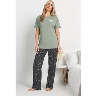 Lts Tall Sage Green Floral 'Love Grows Here' Slogan Pyjama Set 14-16 Lts | Tall Women's Pyjama Sets
