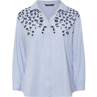 Evans Evans Blue Stripe Embroidered 100% Cotton Shirt