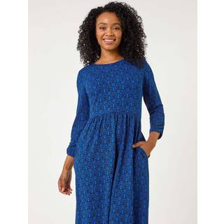 Roman Roman Blue Petite Paisley Print Pocket Dress
